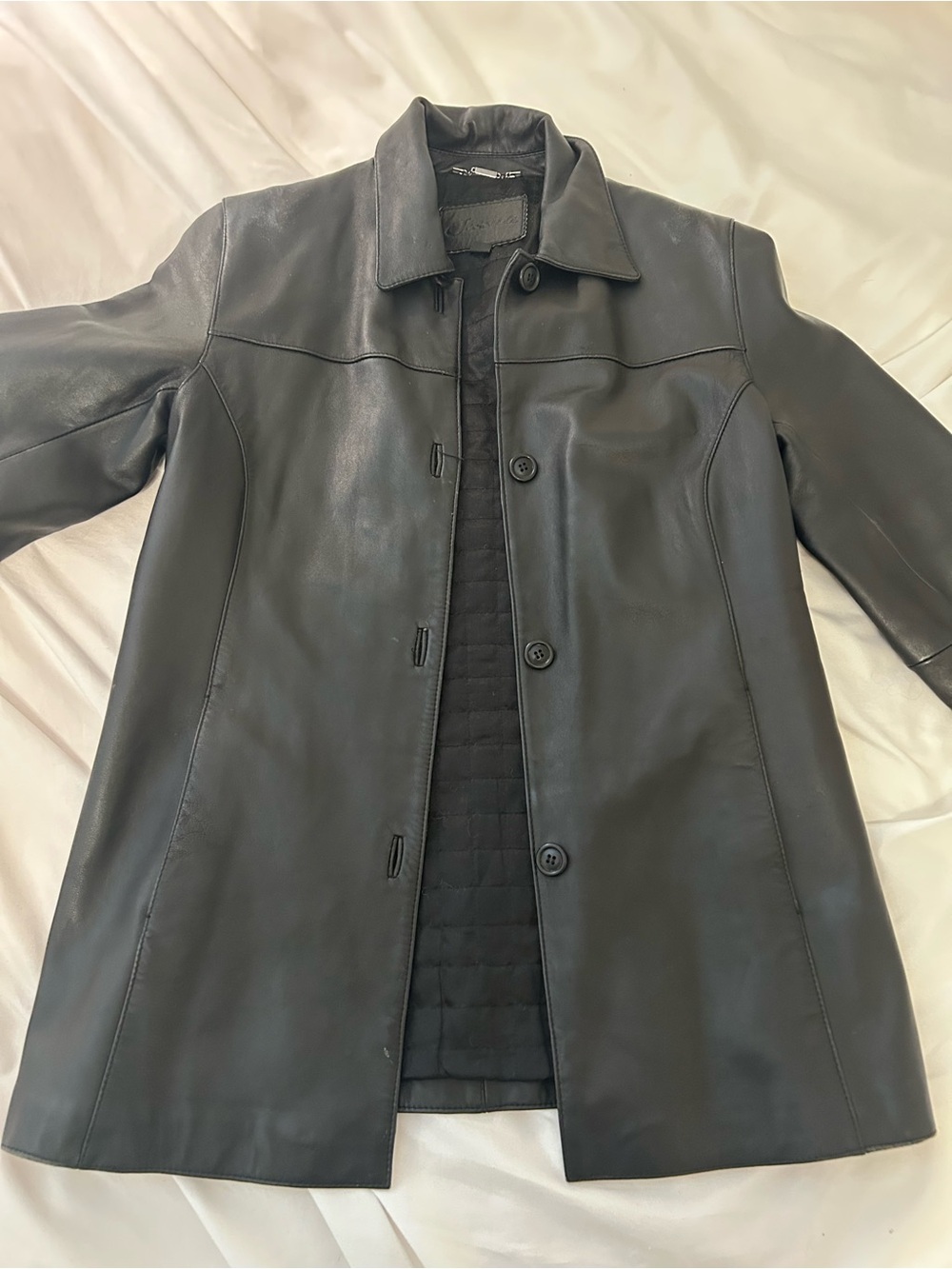 Jessica Black Leather Button-Front Jacket